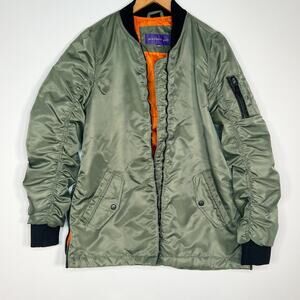 Madden Girl Insulated Bomber Jacket Coat Army Sage Green Orange